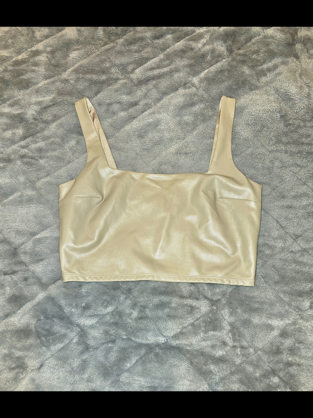 NWOT Express Mushroom Faux-Leather Crop Tank